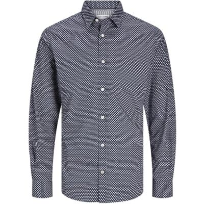 JACK & JONES Jjmatheo Print Detail Shirt LS Camisa Casual, Azul Marino, L para Hombre JACK & JONES Jjmatheo Print Detail Shirt LS Camisa Casual, Azul Marino, L para Hombre