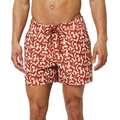 Amazon Essentials Bañador Bermuda Hombre, Rojo Ladrillo Avena Geo, M Amazon Essentials Bañador Bermuda Hombre, Rojo Ladrillo Avena Geo, M