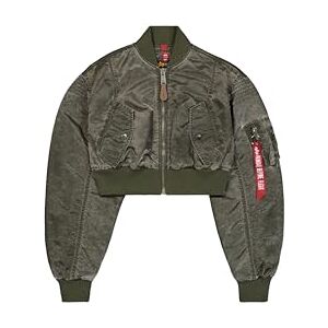 Alpha MA-1 Vintage Cropped Light Bomber Chaqueta para mujer Dark Olive L Alpha MA-1 Vintage Cropped Light Bomber Chaqueta para mujer Dark Olive L