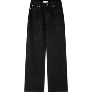SPRINGFIELD Wide High Rise Jeans with Strass, Black, 36 para Mujer SPRINGFIELD Wide High Rise Jeans with Strass, Black, 36 para Mujer