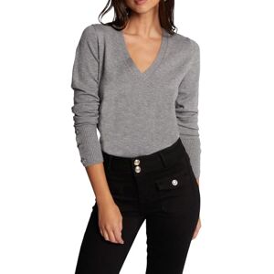 Morgan Jersey Corto Manga Larga Cuello V, Gris Medio, L Morgan Jersey Corto Manga Larga Cuello V, Gris Medio, L