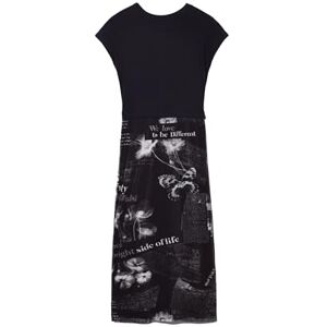 Desigual Vestido de Manga Corta para Mujer, Negro, L Desigual Vestido de Manga Corta para Mujer, Negro, L