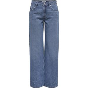 ONLY Onlcath LW Wide Rhinestone Dnm PIM, Medio De Mezclilla Azul, 32W / 30L Mujeres ONLY Onlcath LW Wide Rhinestone Dnm PIM, Medio De Mezclilla Azul, 32W / 30L Mujeres