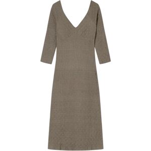 SPRINGFIELD Midi Dress with Deep V Neck and Soft Gathering Under Chest Vestido con Escote En V, Caqui, XL para Mujer SPRINGFIELD Midi Dress with Deep V Neck and Soft Gathering Under Chest Vestido con Escote En V, Caqui, XL para Mujer