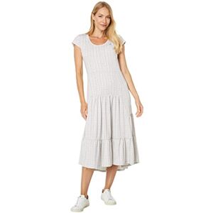 Tommy Hilfiger Vestido Midi a Rayas escalonadas para Mujer, Caqui/Blanco Brillante, M Tommy Hilfiger Vestido Midi a Rayas escalonadas para Mujer, Caqui/Blanco Brillante, M