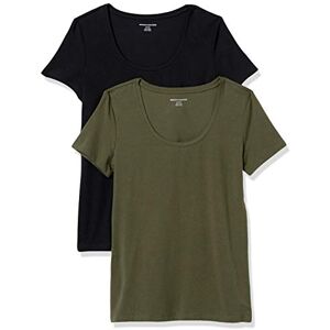 Amazon Essentials Camiseta de Manga Corta con Cuello Redondo y Corte Clásico (Disponible en Tallas Grandes) Mujer, Pack de 2, Verde Oliva Oscuro/Negro, M Amazon Essentials Camiseta de Manga Corta con Cuello Redondo y Corte Clásico (Disponible en Tallas Grandes) Mujer, Pack de 2, Verde Oliva Oscuro/Negro, M
