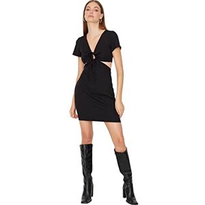 Trendyol Woman Mini A-Line V-Neck Woven Dress, Vestido Mujer, Black, 40 Trendyol Woman Mini A-Line V-Neck Woven Dress, Vestido Mujer, Black, 40