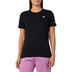 Champion Legacy Basics W-Light Cotton Jersey S-S Regular Crewneck Camiseta para Mujer, Negro, L Champion Legacy Basics W-Light Cotton Jersey S-S Regular Crewneck Camiseta para Mujer, Negro, L