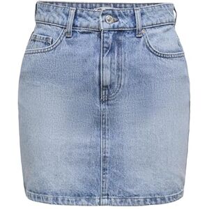 ONLY Falda de Mezclilla para Mujer con Botones y presillas para cinturón diseño clásico, Color:Azul Claro, Talla:M ONLY Falda de Mezclilla para Mujer con Botones y presillas para cinturón diseño clásico, Color:Azul Claro, Talla:M