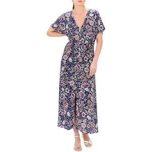 Caroll Vestido Largo de Manga Corta, Acampanado, Estilo Patinadora, Azul, Talla 34 Caroll Vestido Largo de Manga Corta, Acampanado, Estilo Patinadora, Azul, Talla 34