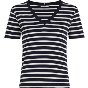Tommy Hilfiger Camiseta de Manga Corta Mujer New Slim Cody con Cuello de Pico, Multicolor (Nos Breton Desert Sky/Ecru), M Tommy Hilfiger Camiseta de Manga Corta Mujer New Slim Cody con Cuello de Pico, Multicolor (Nos Breton Desert Sky/Ecru), M