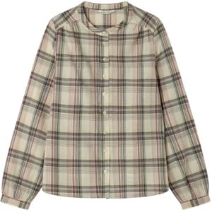 SPRINGFIELD Check Blouse with Mao Collar, Brown, 44 para Mujer SPRINGFIELD Check Blouse with Mao Collar, Brown, 44 para Mujer