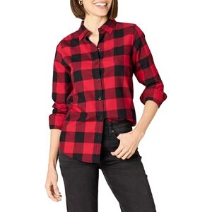 Amazon Essentials Camisa de Franela a Cuadros Ligera de Manga Larga y Corte Estándar Mujer, Rojo Cuadros de Vichy, S Amazon Essentials Camisa de Franela a Cuadros Ligera de Manga Larga y Corte Estándar Mujer, Rojo Cuadros de Vichy, S