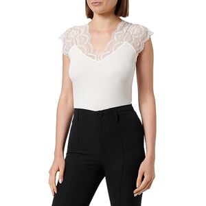 Morgan Camiseta de Manga Corta con Encaje, Off White, M Morgan Camiseta de Manga Corta con Encaje, Off White, M
