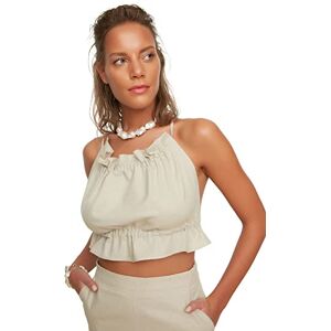 Trendyol Beige Rüschen detaillierte Leinenbluse Blusa, 40 De Las Mujeres Trendyol Beige Rüschen detaillierte Leinenbluse Blusa, 40 De Las Mujeres
