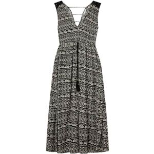 SPRINGFIELD Printed Midi Dress with V-Neck and Cotton Lace Piece ON Shoulders SPRINGFIELD Printed Midi Dress with V-Neck and Cotton Lace Piece ON Shoulders