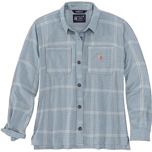 Carhartt Camisa de manga larga para mujer de franela de peso medio L/S a cuadros, Neptune., XS Carhartt Camisa de manga larga para mujer de franela de peso medio L/S a cuadros, Neptune., XS