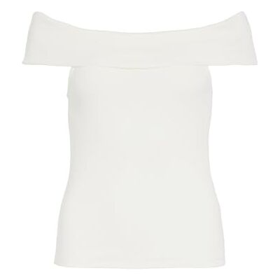 Vila Visahia Off Shoulder Top Blusas, Cloud Dancer, M Mujeres Vila Visahia Off Shoulder Top Blusas, Cloud Dancer, M Mujeres