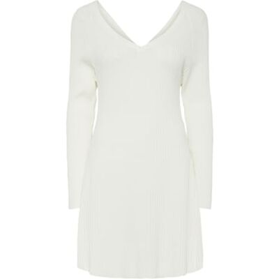 PIECES Pcprista LS V-Neck Knit Dress BC Vestido de Punto, Cloud Dancer, S para Mujer PIECES Pcprista LS V-Neck Knit Dress BC Vestido de Punto, Cloud Dancer, S para Mujer