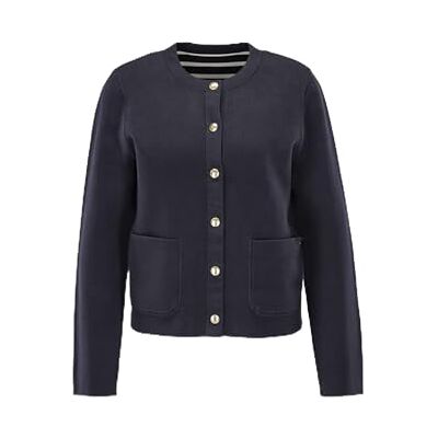Tommy Hilfiger Chaqueta de Punto Mujer Cardigan Co Jersey Reversible Cardi con Botones, Multicolor (Breton STP Ivory Petal/Dsrt Sky), S Tommy Hilfiger Chaqueta de Punto Mujer Cardigan Co Jersey Reversible Cardi con Botones, Multicolor (Breton STP Ivory Petal/Dsrt Sky), S