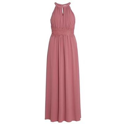 Vila Vestido de Mujer Vimilina con Cuello Halter Maxi Dress-Noos, Mesa Rose/Detalles: elástico, 44 Vila Vestido de Mujer Vimilina con Cuello Halter Maxi Dress-Noos, Mesa Rose/Detalles: elástico, 44