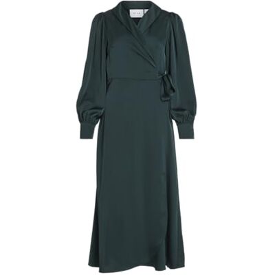 Vila Vestido de Mujer Vienna Ravenna L/S Ankle Wrap Dress-Noos, Plateado, 36 Vila Vestido de Mujer Vienna Ravenna L/S Ankle Wrap Dress-Noos, Plateado, 36