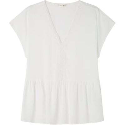 SPRINGFIELD SPRINGFILED Blusa Bambula Lace Escote, Blusa Mujer, Printed, 40 SPRINGFIELD SPRINGFILED Blusa Bambula Lace Escote, Blusa Mujer, Printed, 40
