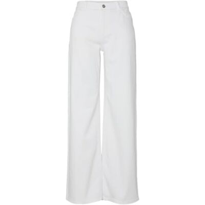 PIECES Pcsilke MW Wide Colered Jeans Noos BC, Blanco Brillante, 25W / 30L PIECES Pcsilke MW Wide Colered Jeans Noos BC, Blanco Brillante, 25W / 30L