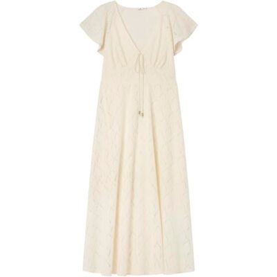 SPRINGFIELD Midi V Neck Short Sleeve Crochet Dress Vestido con Escote En V Mujer SPRINGFIELD Midi V Neck Short Sleeve Crochet Dress Vestido con Escote En V Mujer