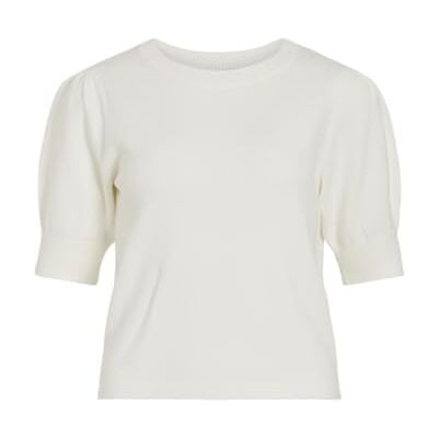 Vila Top de Punto para Mujer VIRIL Manga Corta, White Alyssum, L Vila Top de Punto para Mujer VIRIL Manga Corta, White Alyssum, L
