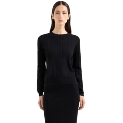 Giorgio Armani Sudadera de Manga Larga para Mujer con Logotipo de Monograma, Negro, L Giorgio Armani Sudadera de Manga Larga para Mujer con Logotipo de Monograma, Negro, L