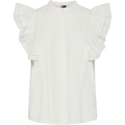 PIECES Pcsikka SL Shirt Mpa BC, Cloud Dancer, L Mujeres PIECES Pcsikka SL Shirt Mpa BC, Cloud Dancer, L Mujeres