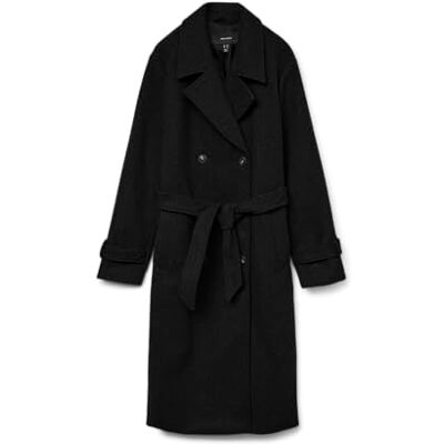 VERO MODA Gabardina femenina VMFORTUNEVEGA Abrigo, Negro, L VERO MODA Gabardina femenina VMFORTUNEVEGA Abrigo, Negro, L
