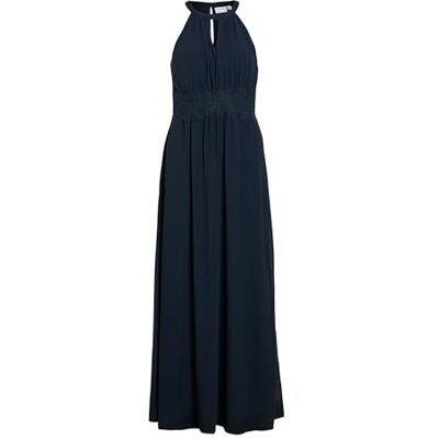 Vila VIMILINA Maxi Dress/SU Cuello de sujeción, Total Eclipse 1, 36 Vila VIMILINA Maxi Dress/SU Cuello de sujeción, Total Eclipse 1, 36