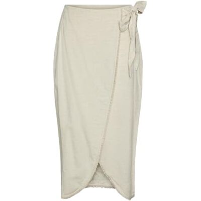PIECES Pckalou HW Wrap Skirt Falda Cruzada, Abedul, XL para Mujer PIECES Pckalou HW Wrap Skirt Falda Cruzada, Abedul, XL para Mujer