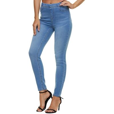 LICTZNEE Jeggings para Mujer, Cintura Alta, Pantalones Vaqueros elásticos, Ajustados, Pantalones Vaqueros con Bolsillos, Mezcla de algodón Suave y Transpirable, Mezclilla Clara, X-Large LICTZNEE Jeggings para Mujer, Cintura Alta, Pantalones Vaqueros elásticos, Ajustados, Pantalones Vaqueros con Bolsillos, Mezcla de algodón Suave y Transpirable, Mezclilla Clara, X-Large