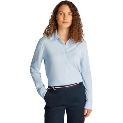 Tommy Hilfiger Camisa Mujer Casual Regular Fit, Azul (Breezy Blue), M Tommy Hilfiger Camisa Mujer Casual Regular Fit, Azul (Breezy Blue), M
