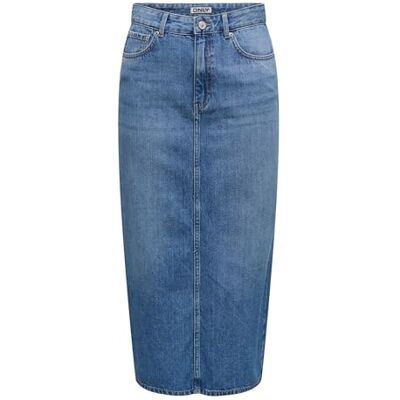 ONLY Onllumi Midi Back Slit Skirt DNM Pimnoos, Medio De Mezclilla Azul, L ONLY Onllumi Midi Back Slit Skirt DNM Pimnoos, Medio De Mezclilla Azul, L