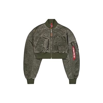 Alpha MA-1 Vintage Cropped Light Bomber Chaqueta para mujer Dark Olive XS Alpha MA-1 Vintage Cropped Light Bomber Chaqueta para mujer Dark Olive XS