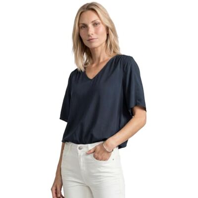 Street One Blusa de Manga Corta con Cuello en V Shadowed Navy 34 Street One Blusa de Manga Corta con Cuello en V Shadowed Navy 34