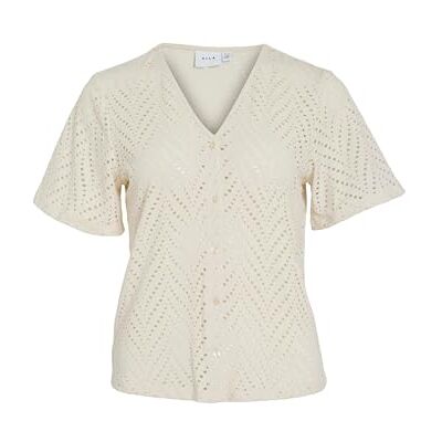 Vila Neck Shirt/PB Videlaia-Camiseta de Cuello en V S/S, Abedul, L Mujeres Vila Neck Shirt/PB Videlaia-Camiseta de Cuello en V S/S, Abedul, L Mujeres
