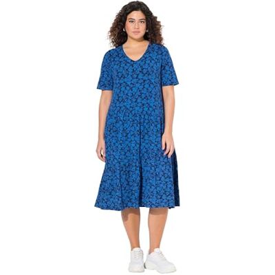 Ulla Popken Vestido de Jersey para Mujer, Tallas Grandes, Tallas Grandes, con Volantes, línea A, Cuello en V, Media Manga Ulla Popken Vestido de Jersey para Mujer, Tallas Grandes, Tallas Grandes, con Volantes, línea A, Cuello en V, Media Manga