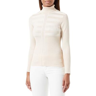 Morgan Jersey de Manga Larga y Cuello Alto, Lurex Mentosa, Color Blanco, Litchee, M Morgan Jersey de Manga Larga y Cuello Alto, Lurex Mentosa, Color Blanco, Litchee, M