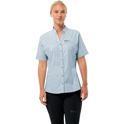 Jack Wolfskin Norbo S/S Shirt W Blusa, Soft Blue Check, XS Mujer, Verificación Azul Suave, XS Jack Wolfskin Norbo S/S Shirt W Blusa, Soft Blue Check, XS Mujer, Verificación Azul Suave, XS
