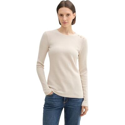 TOM TAILOR Camiseta de Manga Larga con Botones Mujer TOM TAILOR Camiseta de Manga Larga con Botones Mujer