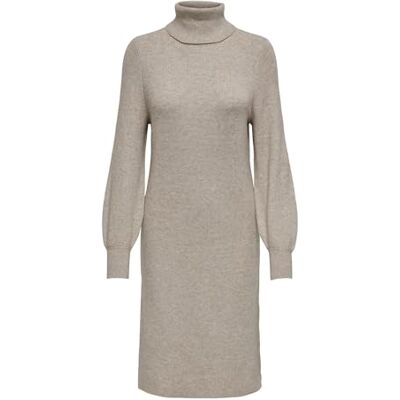 ONLY Onlsasha L/S Rollneck Dress Nca Knt vestido de punto, Mujer, Mocha Meringue/Detail:w. Melange, XS ONLY Onlsasha L/S Rollneck Dress Nca Knt vestido de punto, Mujer, Mocha Meringue/Detail:w. Melange, XS