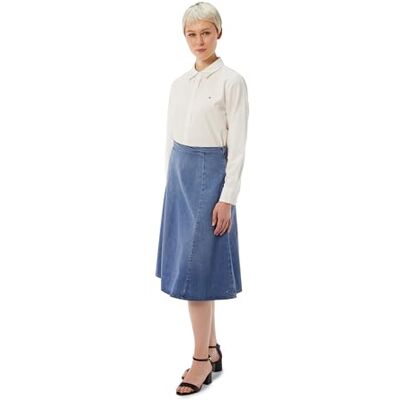 Tommy Hilfiger Falda Vaquera Mujer Midi Flare UMA con cinturón, Azul (UMA), 42 Tommy Hilfiger Falda Vaquera Mujer Midi Flare UMA con cinturón, Azul (UMA), 42