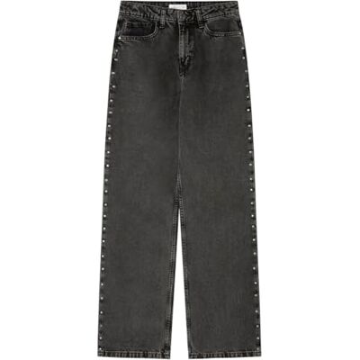 SPRINGFIELD Wide Leg Jeans with Studs, Black, 36 para Mujer SPRINGFIELD Wide Leg Jeans with Studs, Black, 36 para Mujer