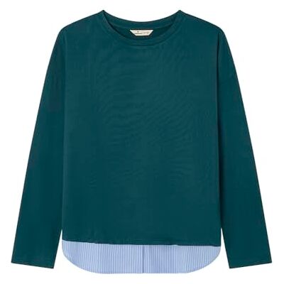 SPRINGFIELD Double Fabric Long Sleeve T-Shirt with Poplin Piece At Hem Camiseta De Manga Larga Mujer SPRINGFIELD Double Fabric Long Sleeve T-Shirt with Poplin Piece At Hem Camiseta De Manga Larga Mujer