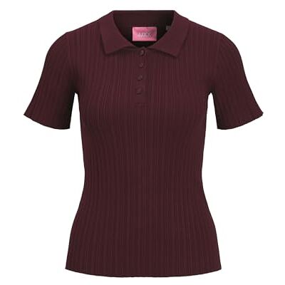 JJXX Jack & Jones Jxhadley SS Polo Knit Noos Mallas, Rojo Oscuro, L JJXX Jack & Jones Jxhadley SS Polo Knit Noos Mallas, Rojo Oscuro, L